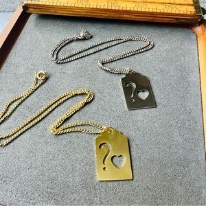 2 vintage new old stock necklaces gold & silver heart secret crush 1990s